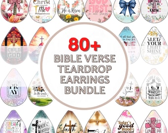 Bible Verse Teardrop Earrings PNG Bundle: Christian Sublimation Designs (Digital Download