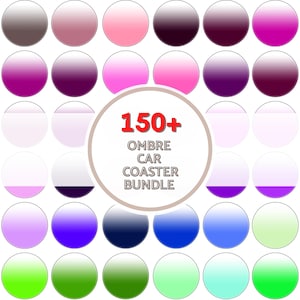 Ombre Car Coaster Bundle – Digital Download PNG | Gradient Round Car Coasters for Sublimation | Aesthetic Car Decor Printable Set