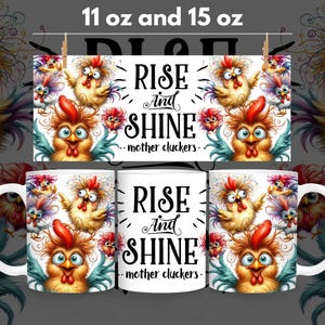 Mothercluckers Funny Chicken Mug Wrap, Funny Chicken 11oz and 15oz Mug Wrap Sublimation, Digital Download, Sassy Mom Mug Design Rooster PNG