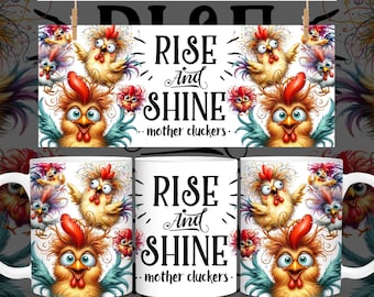 Mothercluckers Funny Chicken Mug Wrap, Funny Chicken 11oz and 15oz Mug Wrap Sublimation, Digital Download, Sassy Mom Mug Design Rooster PNG