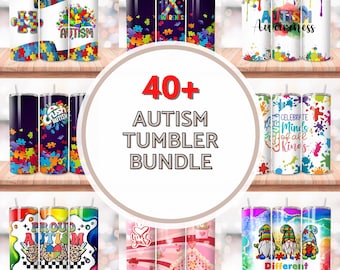 40+ Autism Tumbler Wrap Bundle, Autism Awareness  Accept Understand Love Wrap, Embrace Neurodiversity, 20oz Skinny Autism Tumbler Wrap