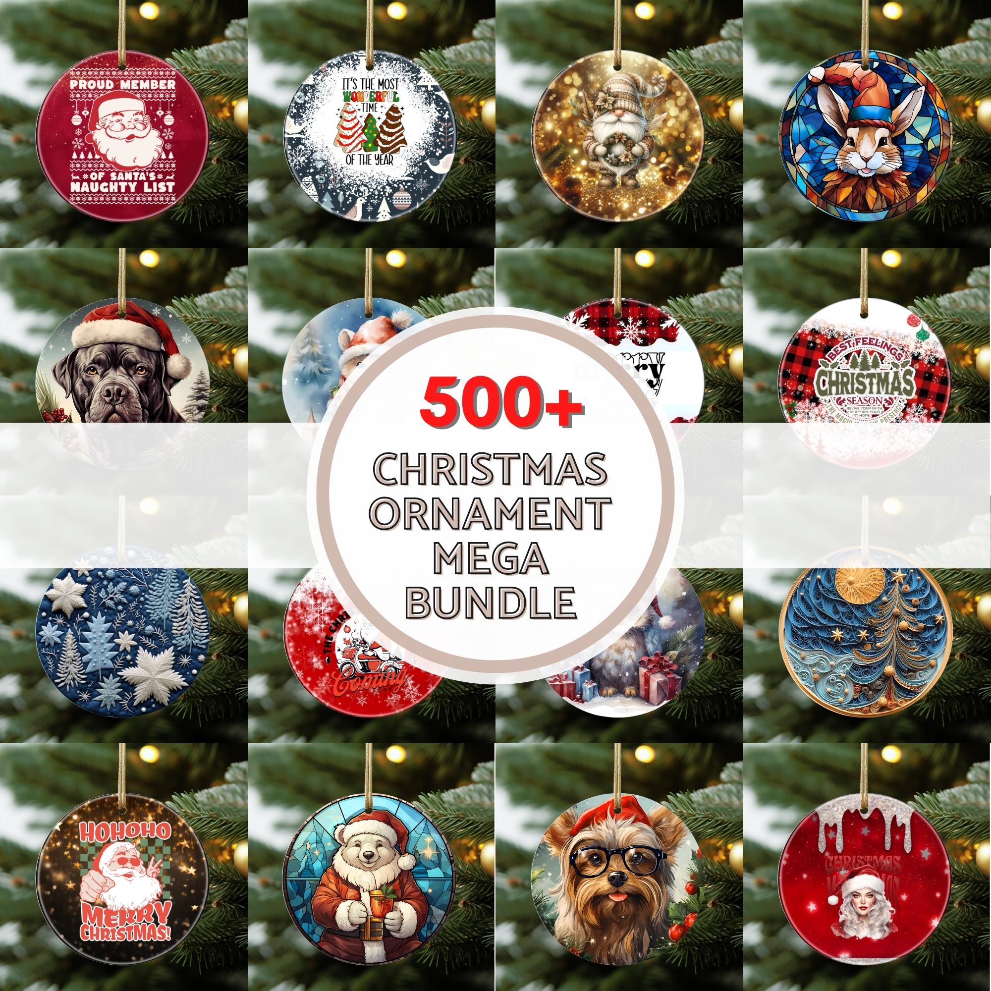 500+ Weihnachtsrunde Ornament Bundle, Sublimation Design Festliche Aufkleber, Lustige Weihnachtsdekoration mit 3D-Effekt, Foto Weihnachtsverzierung