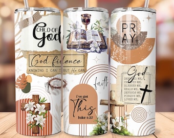 Child of God Christian Tumbler Wrap PNG, Boho Faith God Jesus Tumbler PNG-ontwerp, bijbelvers 20 oz mager Tumbler-sublimatieontwerp