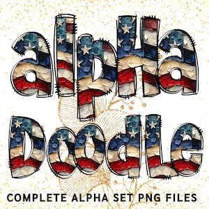 Bandeira dos EUA Alfabeto Doodle Letras bandeira americana Pacote, alfabeto digital, alfabeto doodle, uso comercial PNG, Doodle Letras bandeira americana png