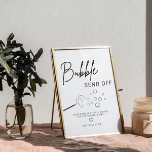 Bubble Send Off Sign,  Editable Newlywed Send Off Sign, Printable Wedding, Minimalist Wedding send off, wedding send off, Wedding bubbles