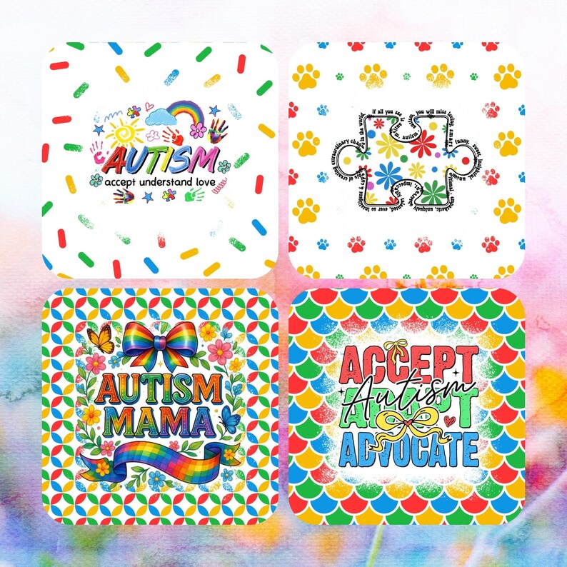 100+ Autism Square Coaster Bundle – Colorful Puzzle Piece Drink Coaster ...