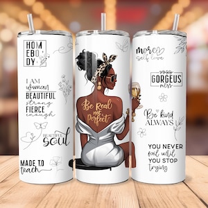 Love Yourself Black Woman Tumbler Wrap, 20oz Skinny Design, Black Girl Magic Tumbler, Black Girl Daily Affirmations Wrap PNG Digital Files