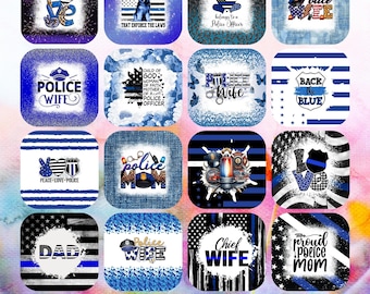 Police Support Coaster Bundle | 50+ Sublimation PNGs for Police Wife, Police Mom, Thin Blue Line, Law Enforcement Digital Download