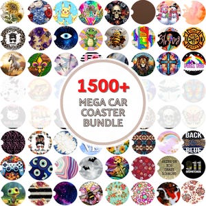 1500+ Mega Car Coaster Sublimation Bundle, Round Car Coaster Sublimation, Car Coaster PNG, Car Coaster Wrap, Car Coaster Designs