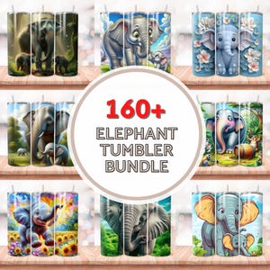 160+ Elephant Tumbler Wrap, Elephant Seamless Tumbler, Elephant Sublimation Designs, 20oz Baby Elephant Design, Alcohol Ink Elephant PNG