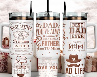 Papa Vatertag Laser graviert Full Wrap Design für 40 Unzen Becher, Papa SVG für Laser Rolling, 40 Unzen Becher Laser Wrap, digitaler Download