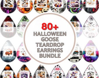 80+ Halloween Goose Teardrop Earring PNG Bundle, Funny Witch Goose Pumpkin Sublimation Designs, Digital Download