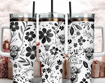 Diseño de vaso con vaca de las Tierras Altas grabado con láser en formato SVG, diseño de vaso de 40 oz con vaca de las Tierras Altas grabado con láser en formato SVG, diseño de vaso de 40 oz grabado con láser en formato SVG.