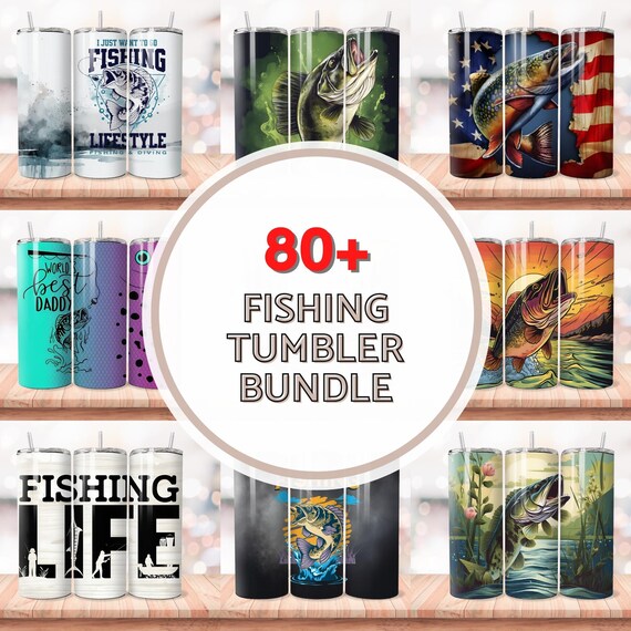 80+ Fishing Tumbler Wrap Bundle, Bass Fish PNG Sublimation Design, 20oz Skinny Tumbler Wrap, Dad Fisherman Tumbler, Kid Water bottle Fish