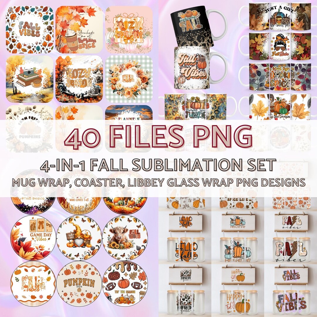 Fall Sublimation Bundle – 4-in-1 Autumn PNG Set – 40 Cozy Fall Designs ...