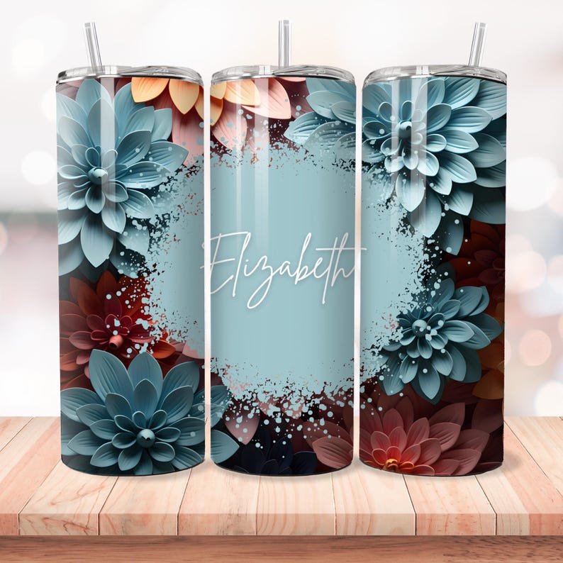 140+ Add Your Own Text Tumbler Wrap Bundle, 3D Floral Add Your Own Name ...