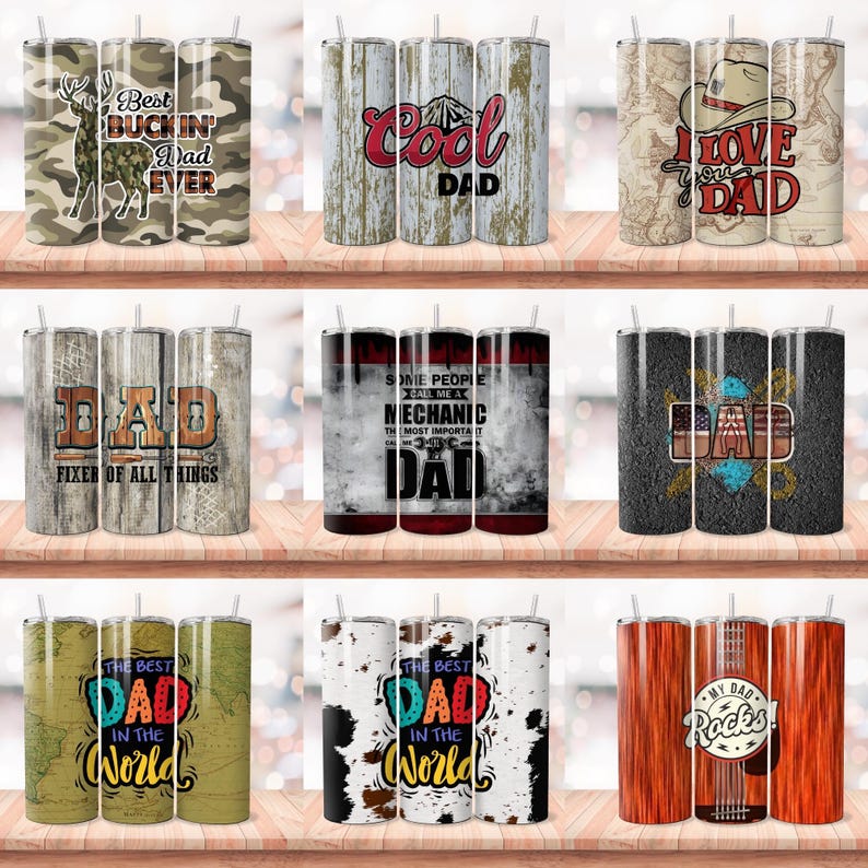 Dad Tumbler Wrap Bundle Funny Man Sayings Sublimation Father's Day Design 20oz Skinny Straight Dad Life Digital Download Grandpa Stepdad PNG image 2