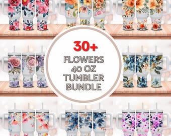 30+ Floral 40oz Tumbler Wrap Bundle, Blumen Tumbler Wrap, 40oz Griffdesign, voller Becher, Floral Full Png, 40oz Wrap, digitaler Download