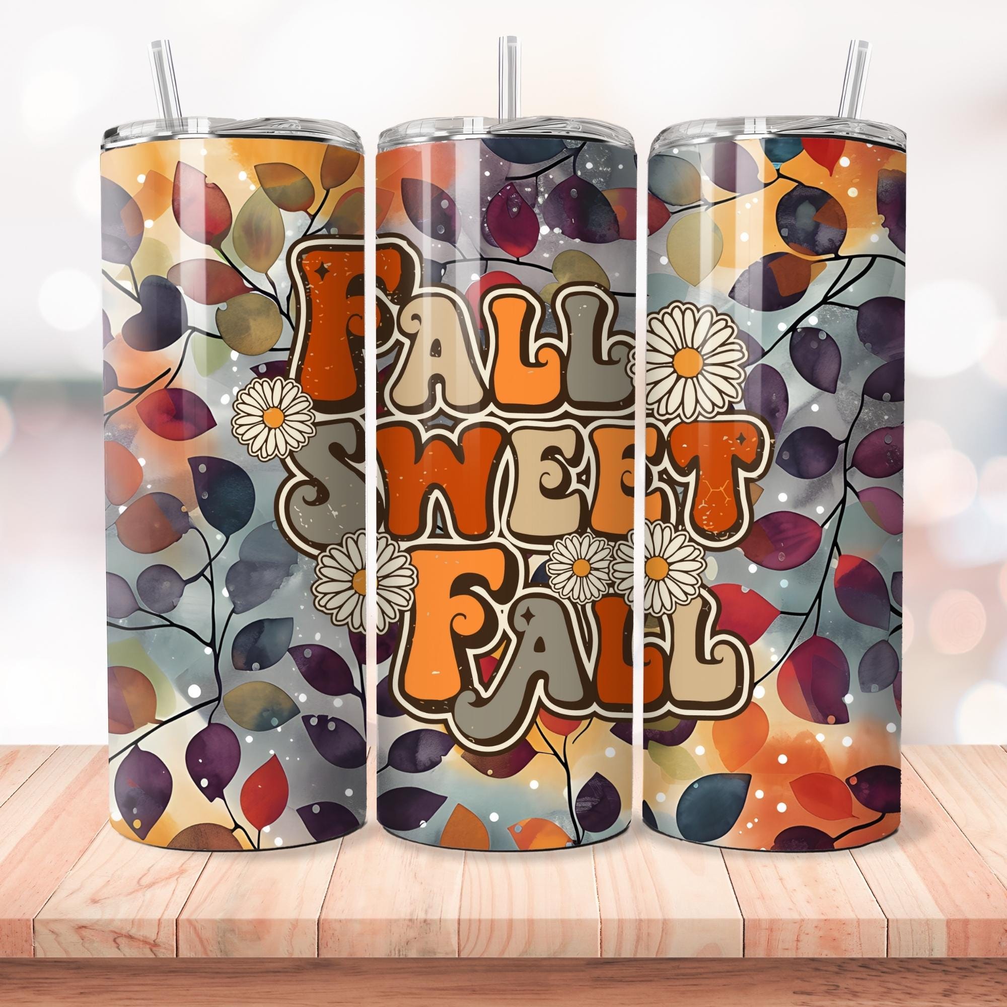 Fall Tumbler Wrap Bundle Pumpkin Season Autumn Floral PNG Seamless ...