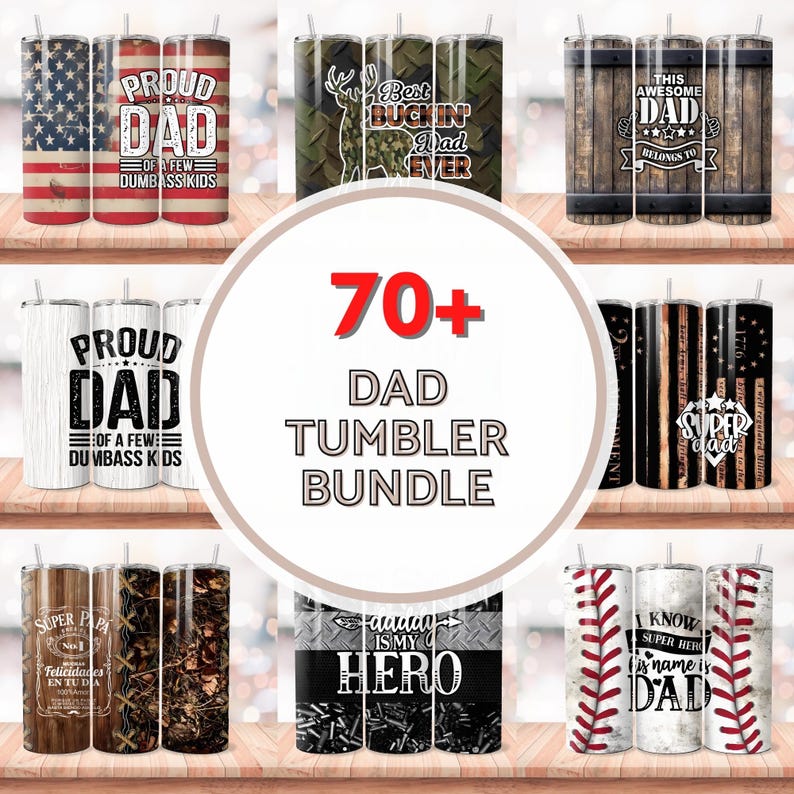 Dad Tumbler Wrap Bundle Funny Man Sayings Sublimation Father's Day Design 20oz Skinny Straight Dad Life Digital Download Grandpa Stepdad PNG image 1