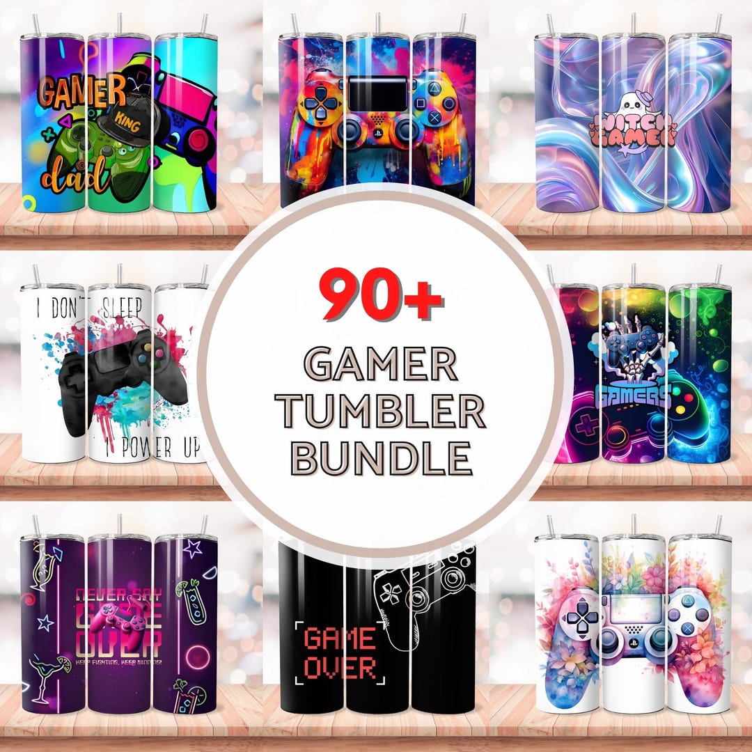 90+ Gamer Tumbler Wrap Bundle, 3D Game Controller Tumbler Wrap, 20oz ...