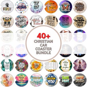 Christian Car Coasters Bundle: Bible Verse PNG Sublimation Designs (Digital Download)