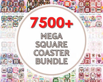 7500+ Square Coaster Bundle PNG | Mega Sublimation Coaster Designs | Square Coaster Templates | Printable Coaster Bundle Instant Download