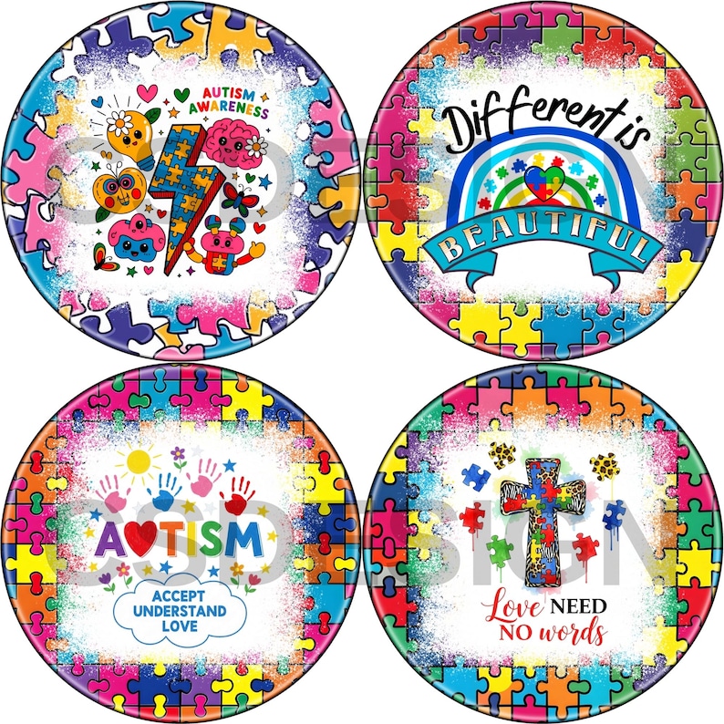 Autism Car Coaster Sublimation Bundle – 100+ PNG Designs – Puzzle Heart ...