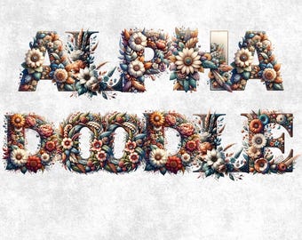 3D Floral Alpha Doodle Letters PNG, floral Colorful Alpha png, alpha doodle letters, 3D flower, floral alphabet png, bright rainbow alpha
