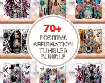 70+ Positive Affirmation Tumbler Wrap Bundle, Love Yourself, 20oz Tumbler PNG, Positive Quotes Sublimation Designs, Inspirational Butterfly