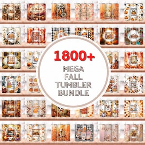Mega Fall Tumbler Bundle | 1800+ Autumn Pumpkin 20oz Skinny Tumbler Wrap PNG | Thanksgiving Halloween Sublimation Designs