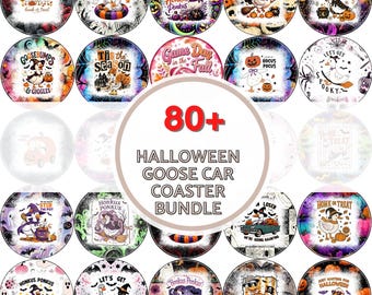 80+ Halloween Goose Car Coaster Bundle, Funny Witch Goose Pumpkin Designs, Round Sublimation PNG Digital Download
