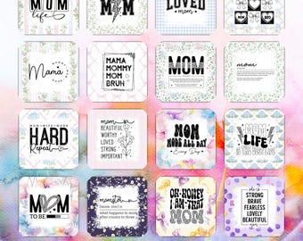 Mom Square Coaster Bundle, Funny Mom Coaster PNG, Mama Coaster Sublimation Design, Quotes Square Coaster Template, Sarcastic Square PNG
