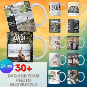 30 + Dad Mug Fügen Sie Ihr eigenes Foto Mug Wrap Bundle hinzu, glücklicher Vatertag Png, Dad Fotovorlage, fügen Sie Ihr Foto PNG hinzu, Fotosublimationsentwürfe