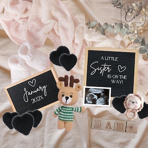 Pink Little Sister Girl Pregnancy Announcement Digital Editable Template Its a Girl Baby Announcement Girl Gender Reveal Social Media Reveal