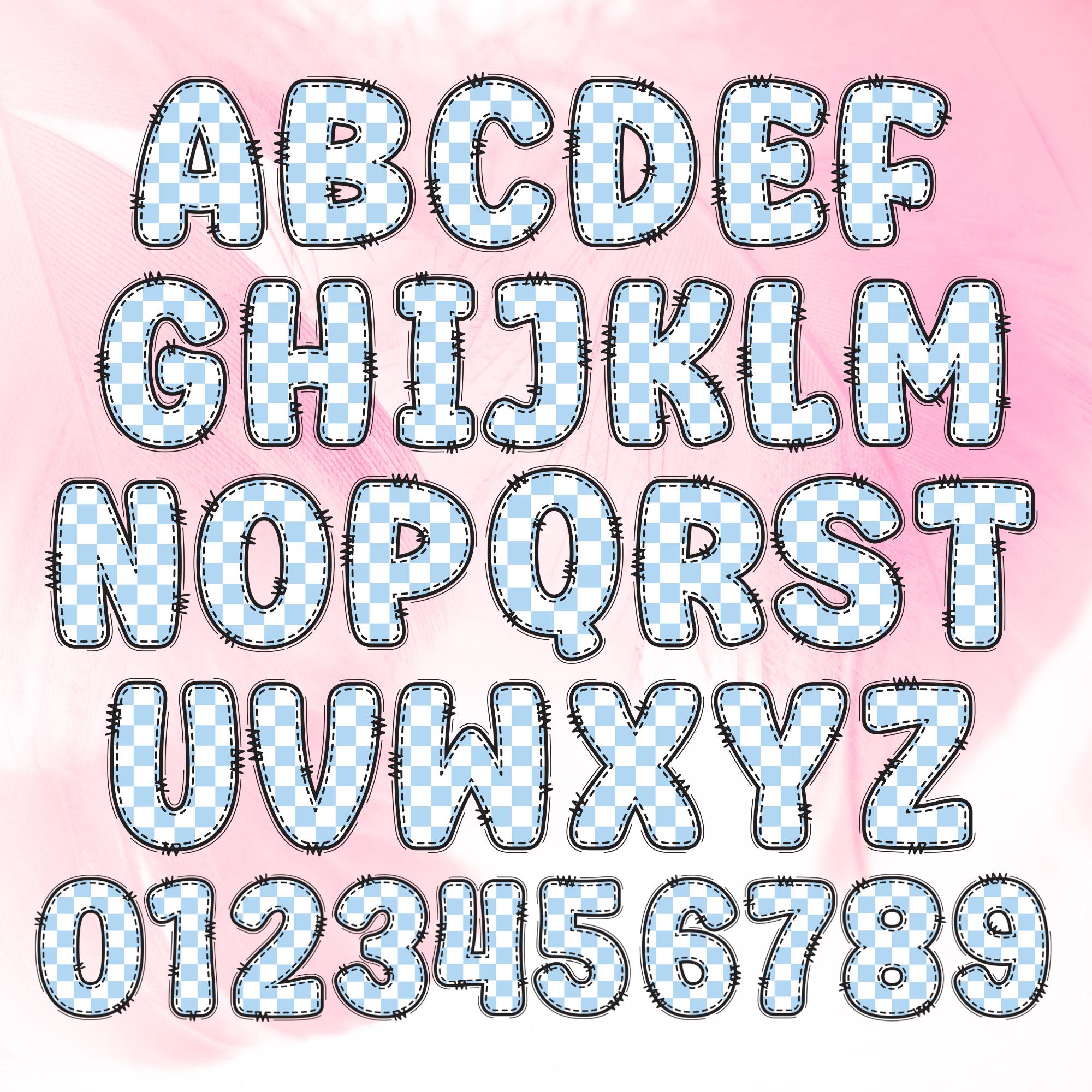 Checker Alphabet Bundle, Alpha Doodle Letters Png, Bright Colors 8 ...