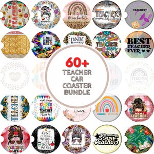 60+ Teacher car coaster bundle png, Teacher school car coaster png, Teacher&#39;s Day png, western  png, Teacher life png, designs download