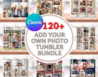 120+ Add your own photo Tumbler Wrap Bundle, Own Photo Sublimation, 20 oz Editable, Own Photo Self Editable Tumbler, Canva Editable Tumbler