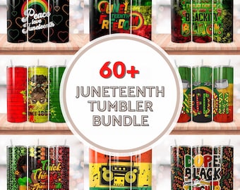 Paquete de más de 60 envoltorios para vasos Juneteenth, vaso delgado Juneteenth de 20 oz (PNG), Black Lives Matter (PNG), diseños de sublimación, descarga digital