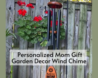 Regalo personalizado para ella, regalo del día de las madres decoración del jardín campanas de viento, regalo de cumpleaños de mamá al aire libre, regalo de mamá Windchime