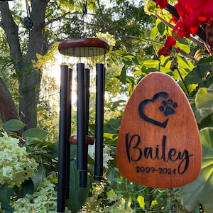Loss of Pet Memorial Wind Chime Personalized Pet Windchime Custom Dog & Cat Loss Sympathy Dog Mom Gift Idea Cat Lovers Remembrance Gift
