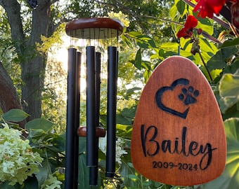 Loss of Pet Memorial Wind Chime Personalized Pet Windchime Custom Dog & Cat Loss Sympathy Dog Mom Gift Idea Cat Lovers Remembrance Gift