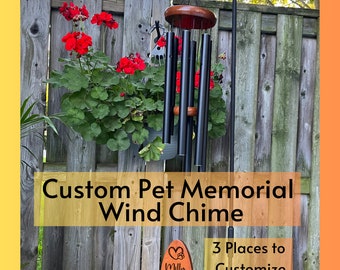 Loss of Pet Memorial Wind chime, Personalized Pet Windchime, Pet loss gifts, Dog & Cat Loss Sympathy, Custom Windchime Bereavement Paw Print