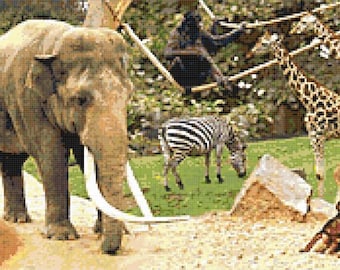 Scarica il PDF del modello di ricamo a punto croce Zoo