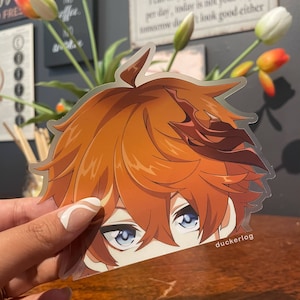 Childe Clear Peeker Sticker | Anime Peeking Decal