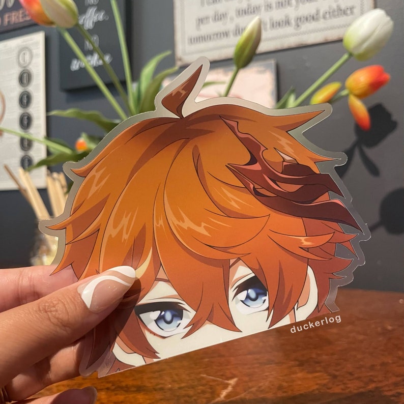 Childe Clear Peeker Sticker | Anime Peeking Decal - Etsy
