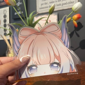 Kokomi Clear Peeker Sticker | Anime Peeking Decal