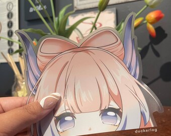 Kokomi Clear Peeker Sticker | Anime Peeking Decal
