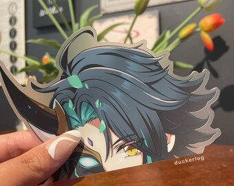 Xiao Clear Peeker Sticker | Anime Peeking Decal