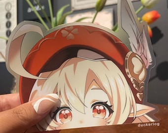 Klee Clear Peeker Sticker | Anime Peeking Decal